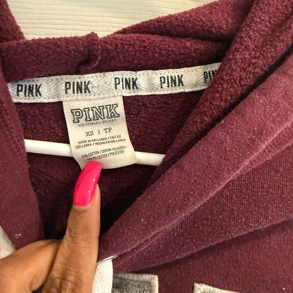 PINK Victoria's Secret Burgundy Hoodie Sweater - Picture 2 of 3